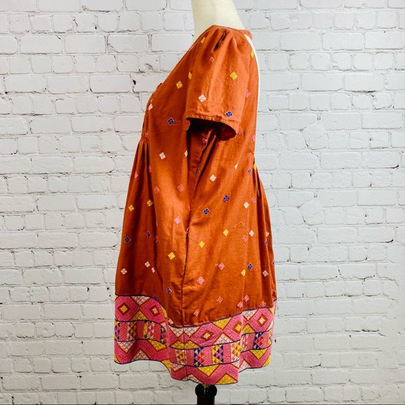 Free People Burnt Orange Embroidered Boho Dress - Picture 5 of 11